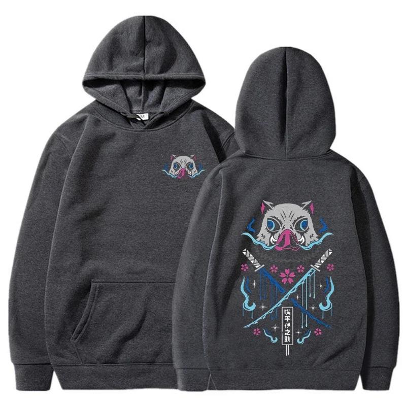 Inosuke Anime Hoodies Men Women Kimetsu No Yaiba Kawaii Manga Sweatshirts Gothic Harajuku Hooded Pullover Casual Streetwear