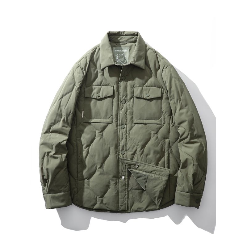 Lightweight down Jacket Men's Winter down Warm Work Shirt Coat Foreign Trade Men's Casual Turn-Down Collar Cotton Jacket