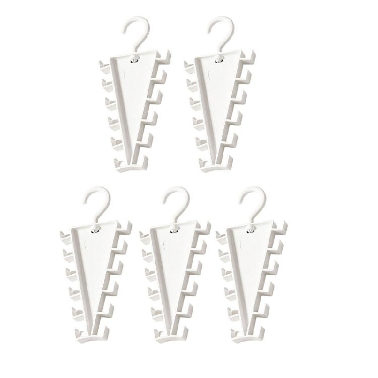 Angled Closet Accessory Rack, White Plastic Double Sided Hanger Holder for Scarves Belts and Closet Storage Use