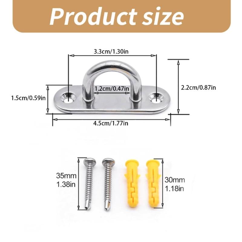4Pcs Stainless Steels Pad Eye Plate Hook Wall Mount Hanger Hook Marine Hardware Staple Hook with Screws Hammock Hook