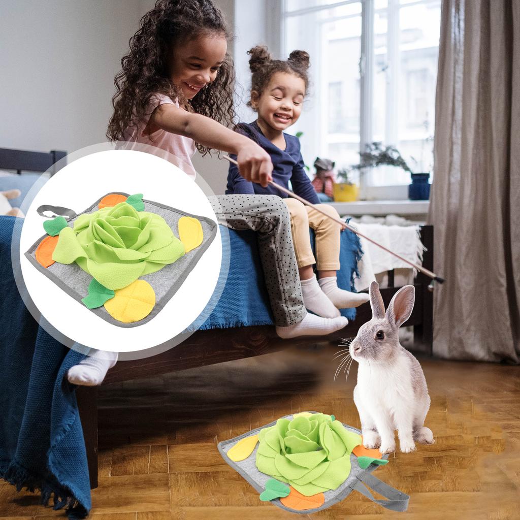 1pc Polar Fleece Rabbit Sniffing Pad Non Slip Bottom Hanging Design Bunny Foraging Mat Pet Snuffle Mat Bunny Feeding Training