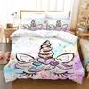 Lovely Unicorn Bedding Set For Kids Winter Duvet Cover Sets Blue Pink Cartoon Boy Girl Bed Linens 2/3 Pcs Ropa De Cama Cartoon