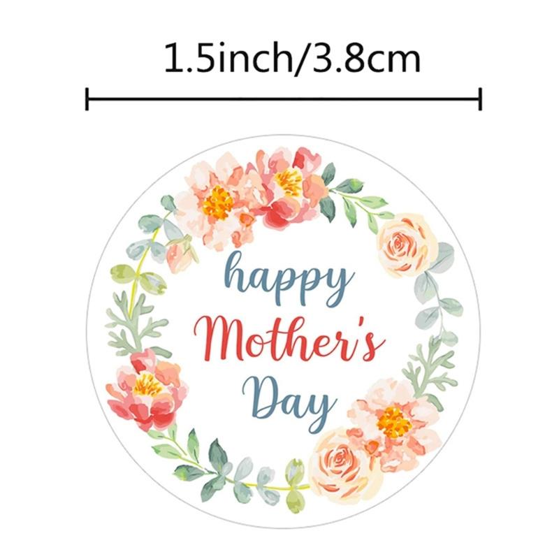 500Pcs Colorful Flower Sticker Roll for Mother's Day Cards and Crafts Project Gift Wrapping Round Adhesive Labels Decal