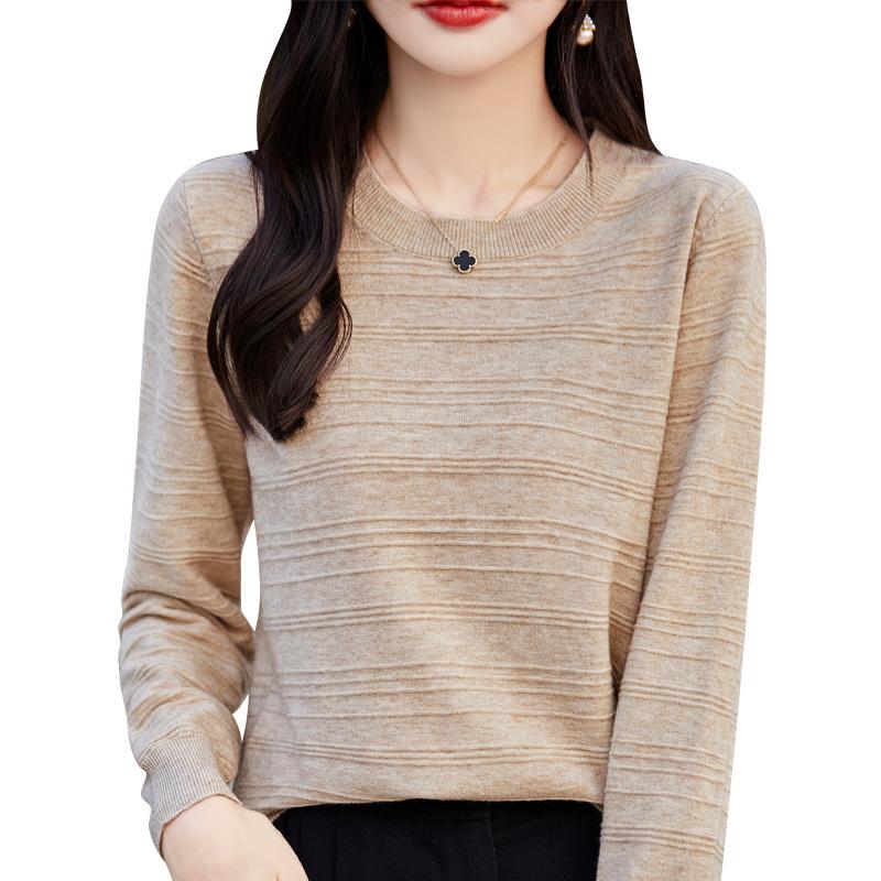 Autumn and Winter Women's Pullover Andy Fleece Round Neck Bottoming Slim Knitwear