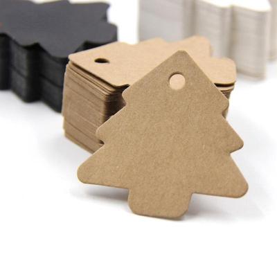 100Pcs Tree Shape Paper Tags Kraft Paper Card Labels Paper Cards Tags DIY Christmas Wedding Party Blank Hang Tag Gifts