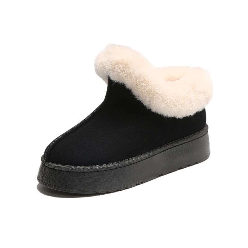 Snow boots women's thick-soled outer wear winter new fur integrated short boots thickened one-pedal cotton shoes non-slip