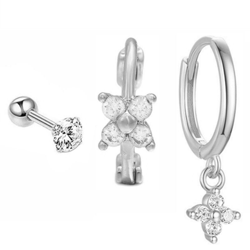 New Design Stainless Steel Cubic Zirconia Chain Hoop Earring For Women Star Moon Pendant Cartilage Earring Piercing Jewelry