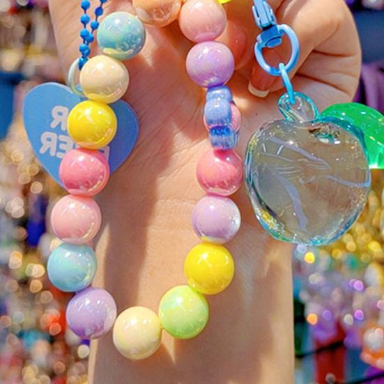 Fruit Pendant Keychain Colorful Beads Keychain Cute Transparent Fruit Bag Backpack Purse Charm Gift for Women Girls Teens