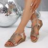 Bohemian Beaded Women Wedges Sandals 2026 Fashion Slip on Summer Beach Shoes for Woman Platform Heels Plus Size Sandals Woman