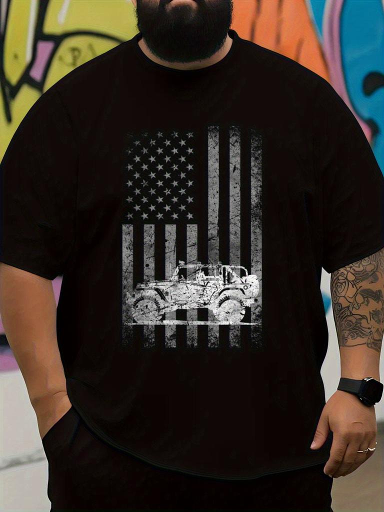 Vintage American Flag Offroad Vehicle Graphic TShirt 100 Cotton ONeck Short Sleeve Summer Casual Unisexs Tshirt Streetwear