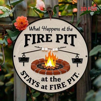 Vintage Fire Pit Metal Sign Durable Indoor Outdoor Weather Resistant Gift