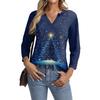 Women's Casual Fashionable Sexy Comfortable V-Neck Christmas Three-Quarter Sleeve Top