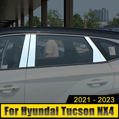 Stainless Car Window Pillar Posts Cover Column Trim Protection Strip Anti Scratch Stickers For Hyundai Tucson NX4 2022