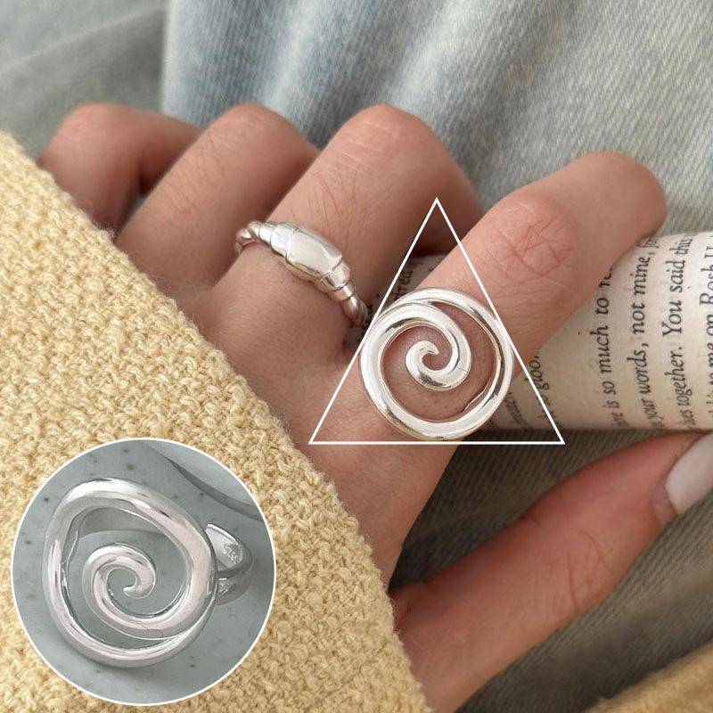 Korean Style S925 Silver-Plated Water Drop Crossover Open Ring – Women's Retro Fashion for Index Finger