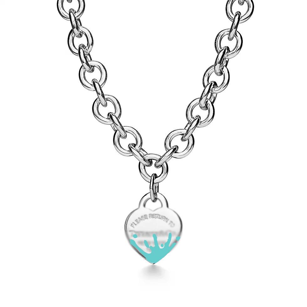 Collana Pendente Cuore e Chiave Famiglia T Classica con Catena Spessa e Intarsi in Diamante per Coppie