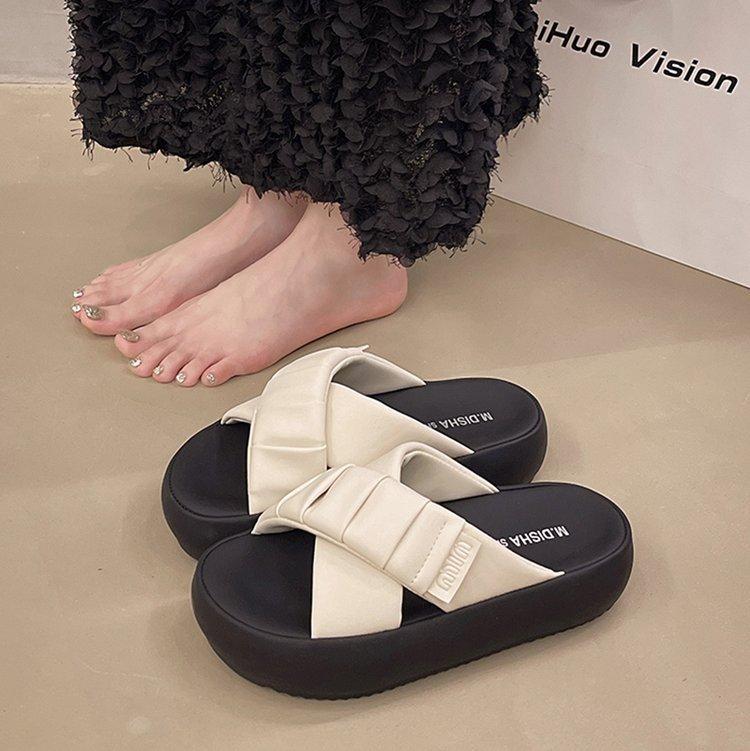 Premium slippers women's outer wear platform 2025 summer new fashion versatile casual comfortable cross with sandals