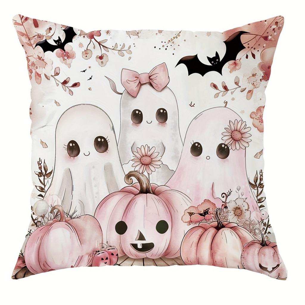 Halloween Decorative Pillowcases Ghost Pumpkin Spider Web Bat Trick or Treat Pillowcase Bedroom Living Room Sofa Cushion Cover