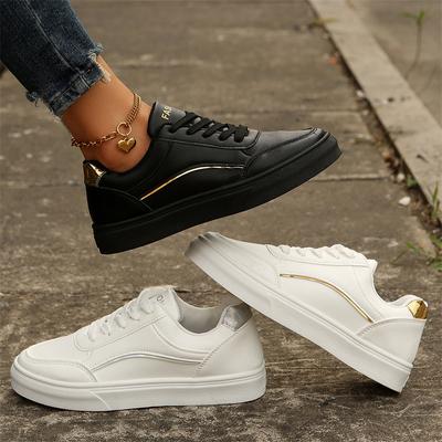Casual Women's Sneakers New Trend Large Size Lady Tennis Shoes White Lace Up Sport Flat Skateboard Sneakers