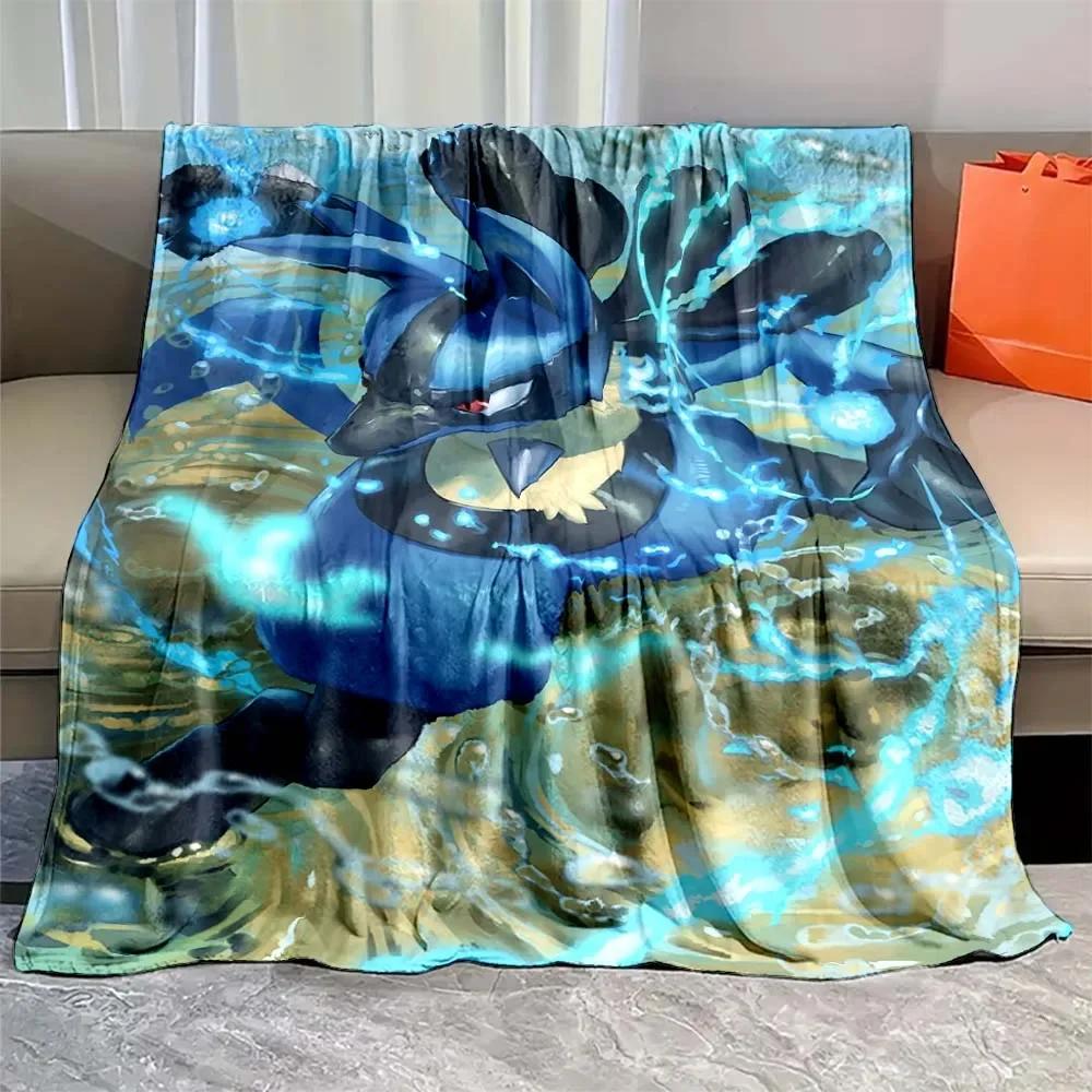 Japanese Anime Pokemon Mega Lucario Flannel Fluffy Soft Blanket Figures Home Sofa Break Blanket Children Blanket Nap Cover Kid