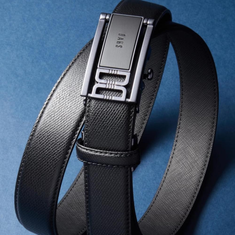 Daks Men Black Twill Embossed Cowhide Automatic Belt Dbbe6f834bk Single option