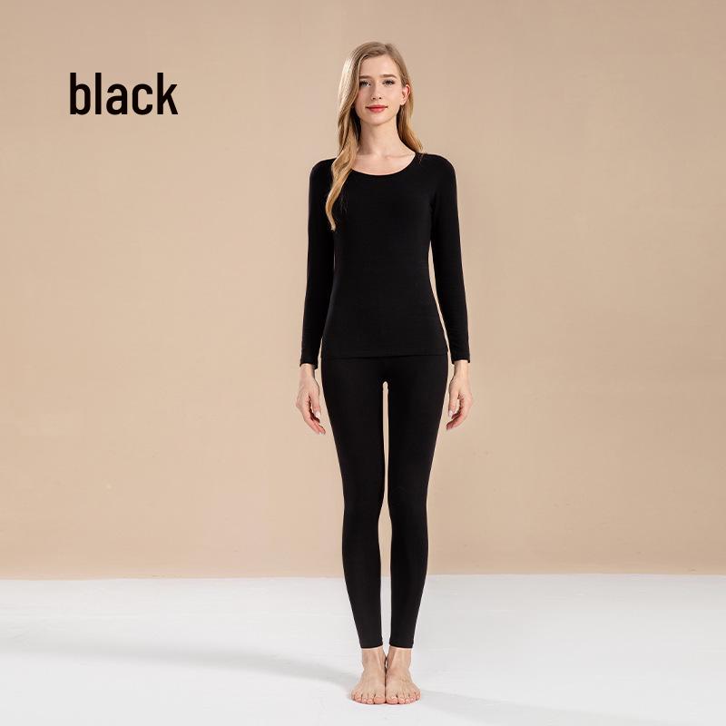 Ensemble d'automne pour femmes en pur coton uni: Couche de base, Pull, Pantalon, Sous-vêtements chauds fins pour filles