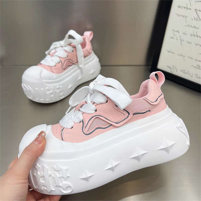 

Европейская мода большая голова маффин платформа хлеб туфли женские новые небольшой рост увеличение повседневная обувь 38 розовый