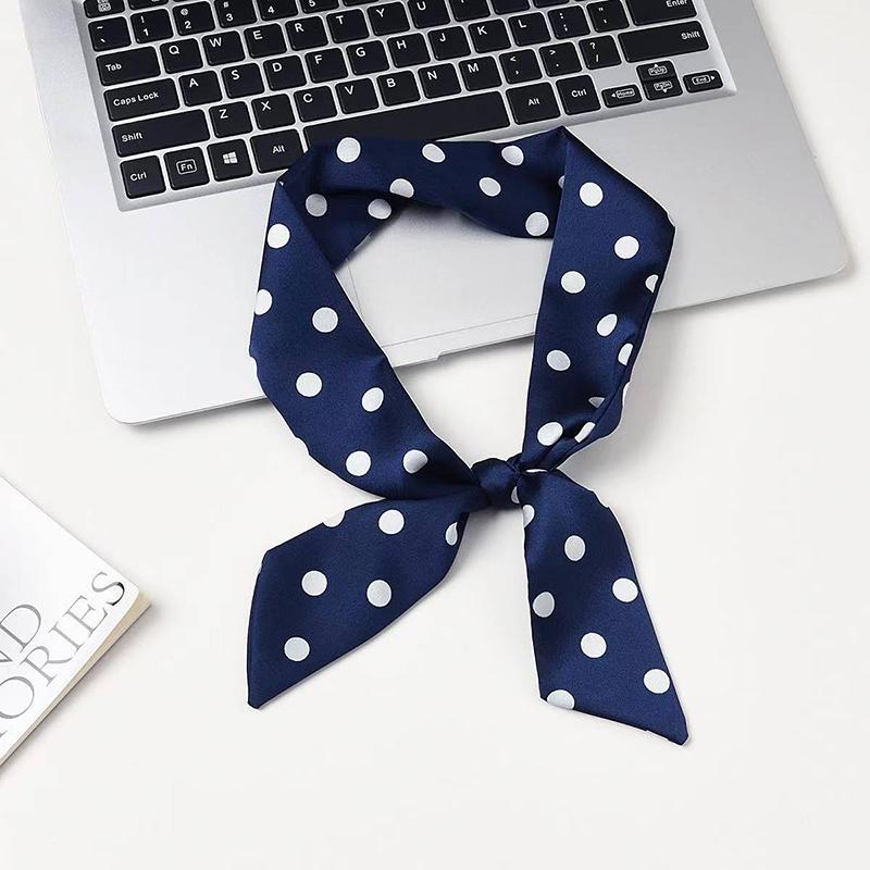 2025 Brand Design Dot Pattern Women Scarf Luxury Silk Scarf Fashion Hair Headband Foulard Skinny Bag Scarves Neckerchief