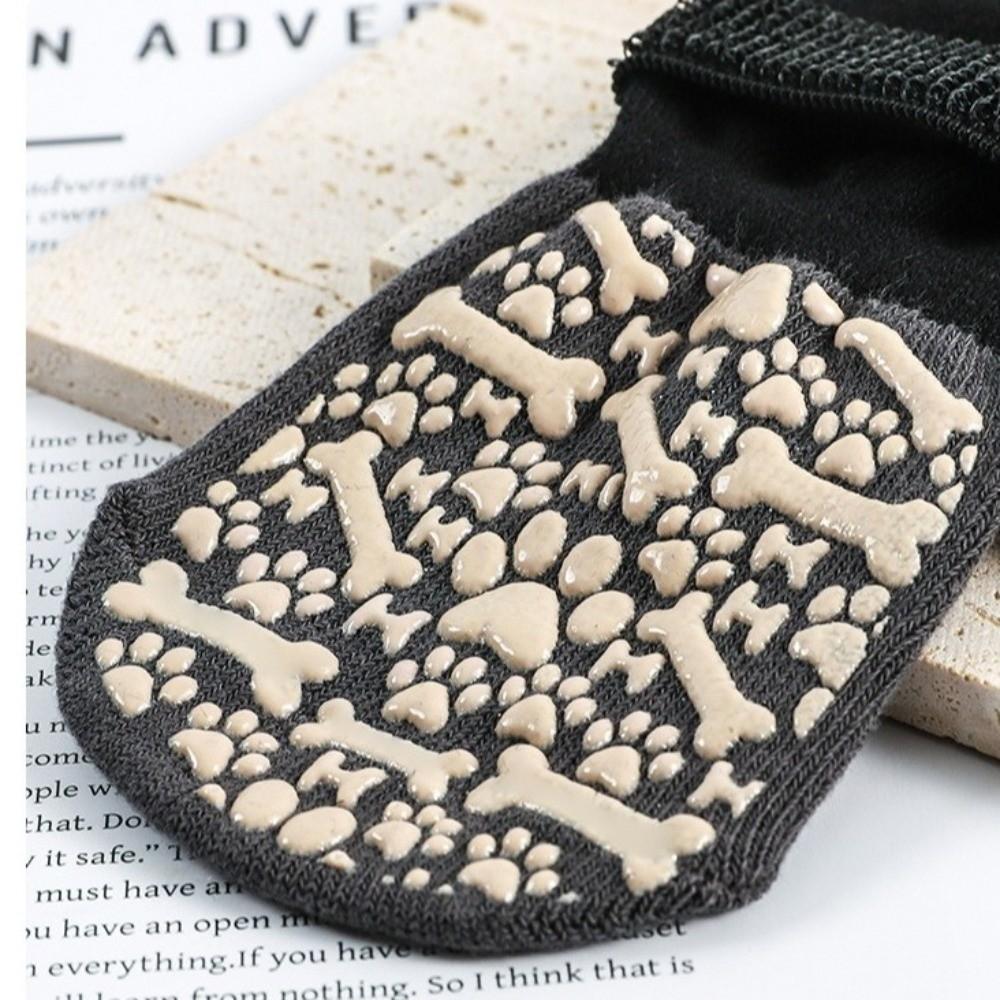 4 pieces/set Paw Pattern Anti-Slip Dog Socks Warm Anti-licking Dog Shoes Socks Wear Resistant Adjustable Dog Paw Protection