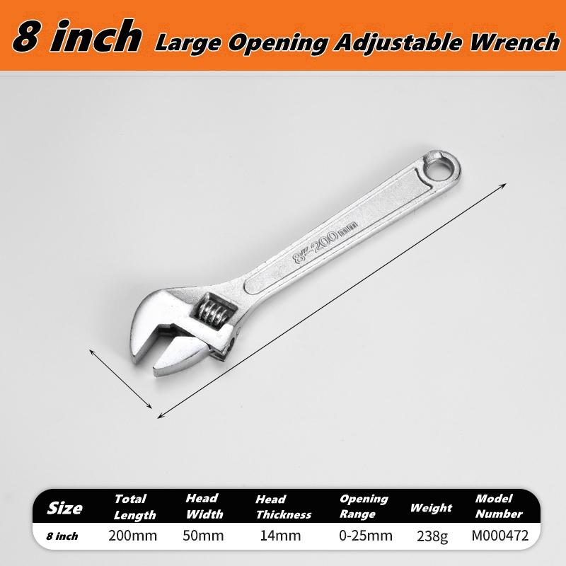 Adjustable Wrench Large Opening Long Universal Spanner Clamp Wrench Motorcyle  Repair Tools Steel Mechanical Workshop Motor