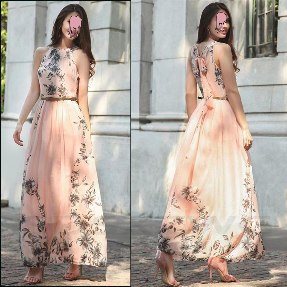 Chiffon Beach Beach Super Fairy Plus Long Floral Print Everyday Travel [SDSXZWG] Women's Dress, Sleeveless, Slimming, Summer, Vacation, Dress, Size,