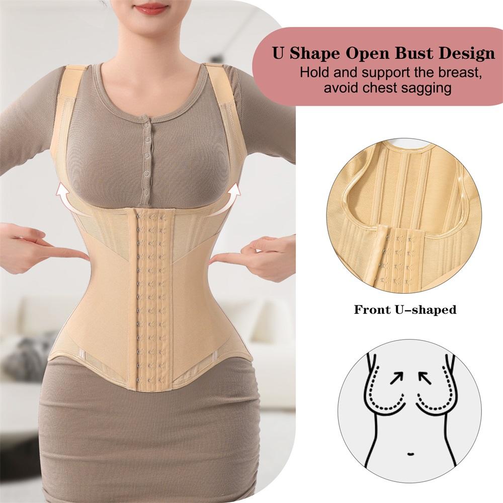 Everyday Colombian Waist Trainer Corset Double Compression Body Shaper Steel Bones for Tummy Control Slimming Flat Breathable