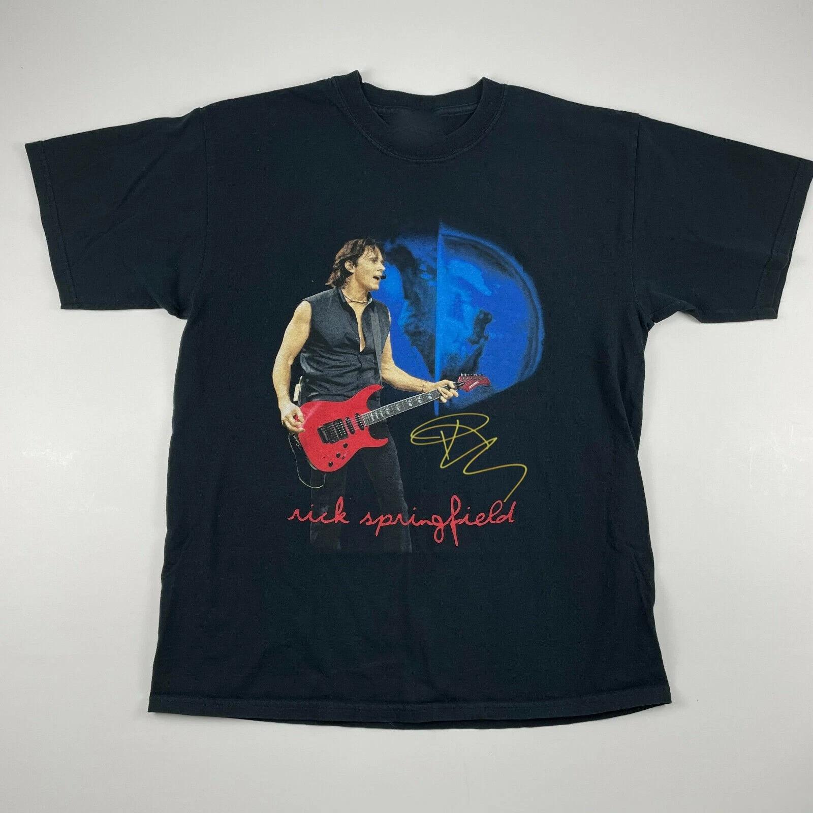Vintage Rick Springfield Live In Concert Tour Cotton Black All Size Shirt TR796 XXXXL