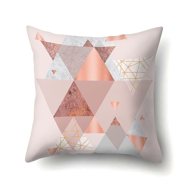 Polyester Pillowcase Marble Nordic Ins Style Geometric Printed Peach Leather Velvet Living Room Sofa Pillowcase