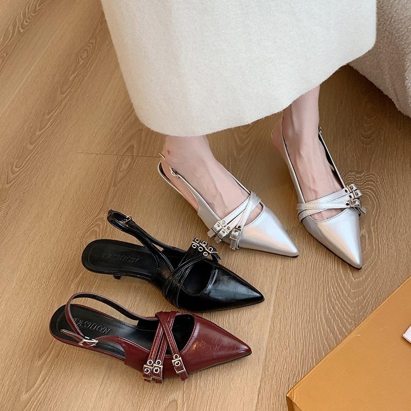 Pointed-toe High Heels Women's Thin-heeled Shoes Spring and Summer Flip-top Sandals Single Shoes