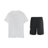 Li Ning Anti-Five Pattern Letter Print Short Sleeve T-Shirt Large Logo Solid Mark Mid-Waist Five-Point Shorts Casual Sports Suit AHSU979-2+YKSV197-2