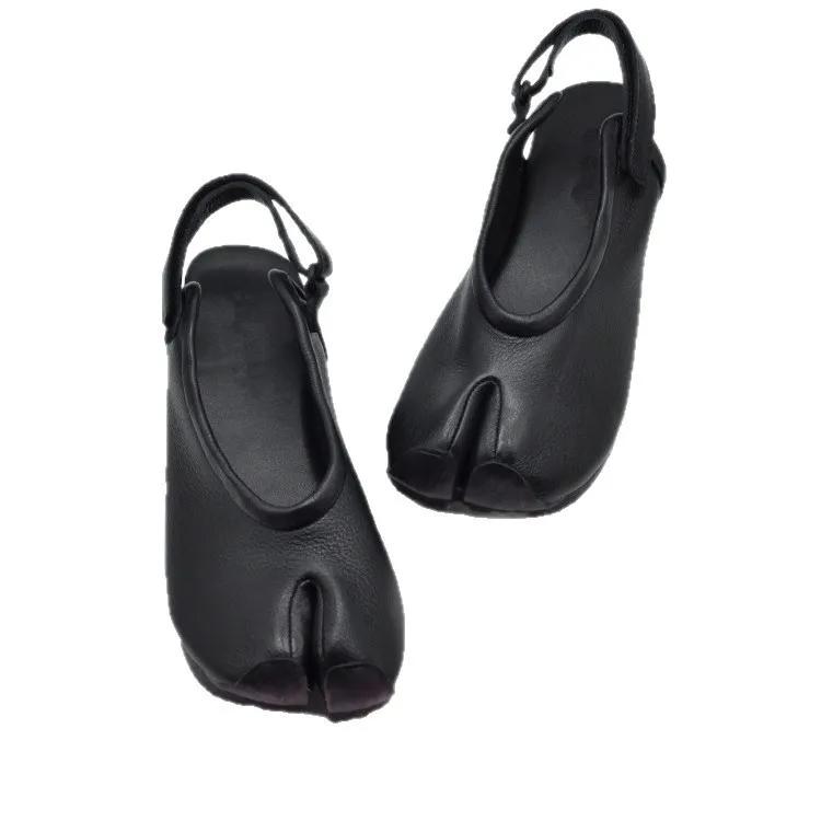 New Summer Soft Leather Split Toe Women Sandals Casual Comfortable Soft-soled Pig's Hoof Shoes Slingbacks Tabi Ballet Shoe