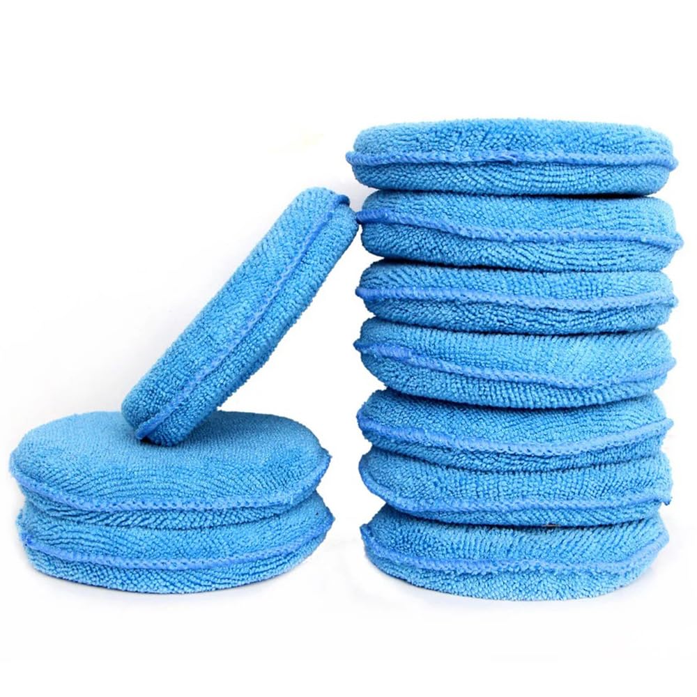 

YAARUJEE Набор воска для мойки автомобиля с полировальной подушечкой из микрофибры для автомобиля, принадлежности для мойки автомобиля, губка, губка, диаметр 10, 12,5 см, круглый, для мытья, впитывающий, синий