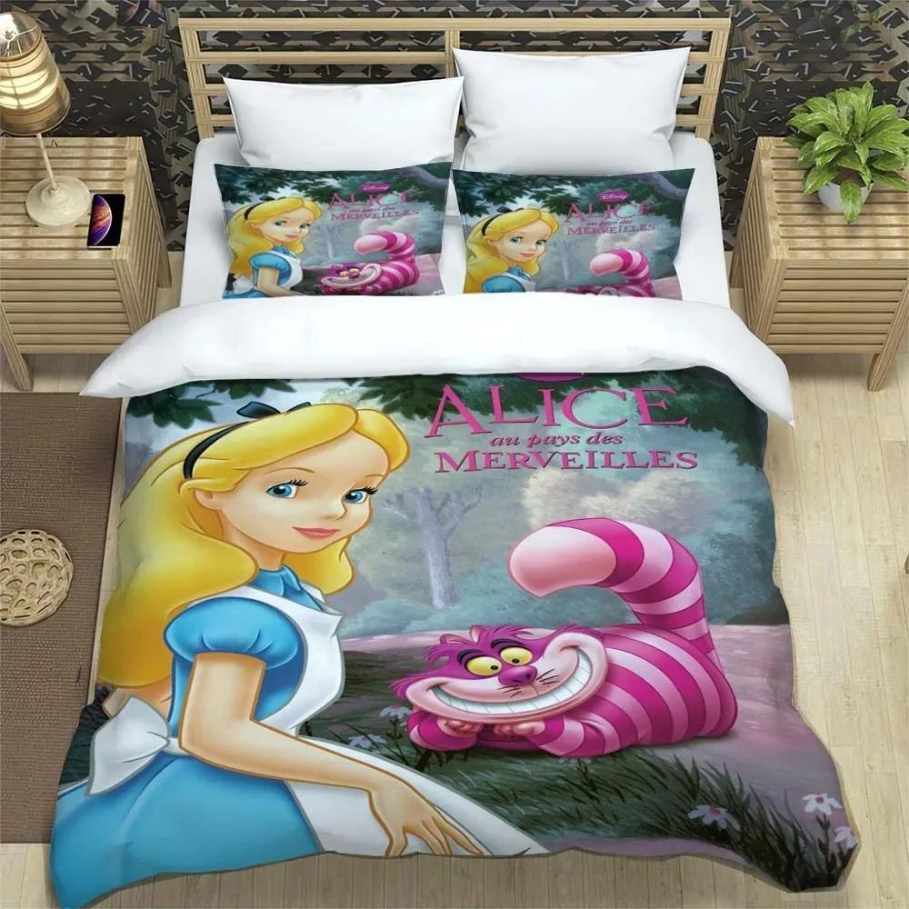 Alice In Wonderland Anime Bedding Set Printed Soft Bedding Set Duvet Cover Children Adult Birthday Gift