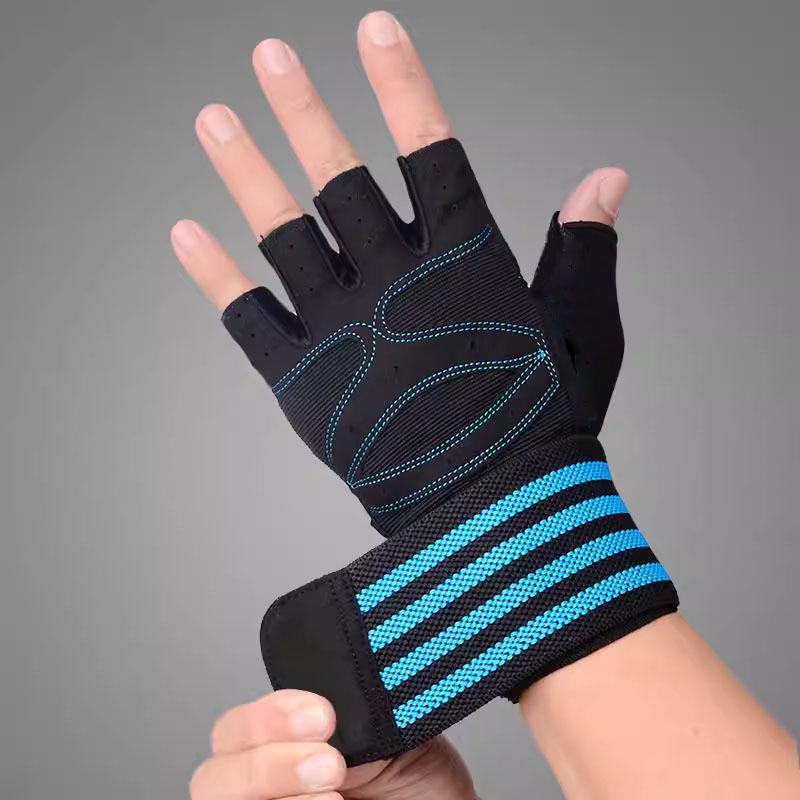 Guanti Fitness Unisex Senza Dita Antiscivolo con Protezione per Polso per Allenamento con Manubri e Trazioni