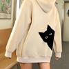 Y2K Cat Print Oversized Women's Hoodie with European and American Letter Design