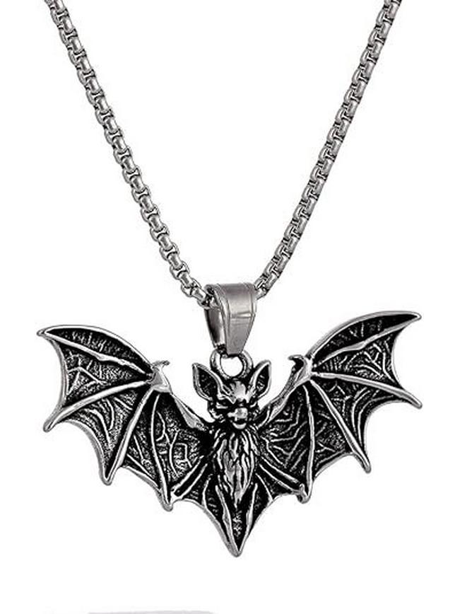 

Готическая подвеска-летучая мышь из нержавеющей стали на цепочке - Аксессуары в темном стиле на Хэллоуин серебряный