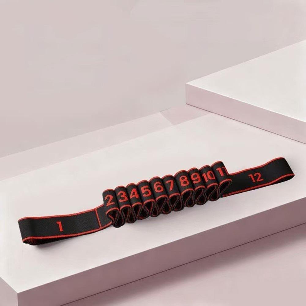 

Elastic Yoga Stretching Belt Digital Yoga Pull Strap Multi-functional Resistance Band Adult Child Red/12 Grids