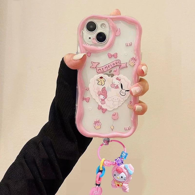 Cartoon Hello Kitty Bracket Pendant Case For OPPO Reno 15F 15 Pro 5G 14F 13F 12F 11F 14 13 12 11 Pro A6X A6 A5 Pro A60 5G Casing