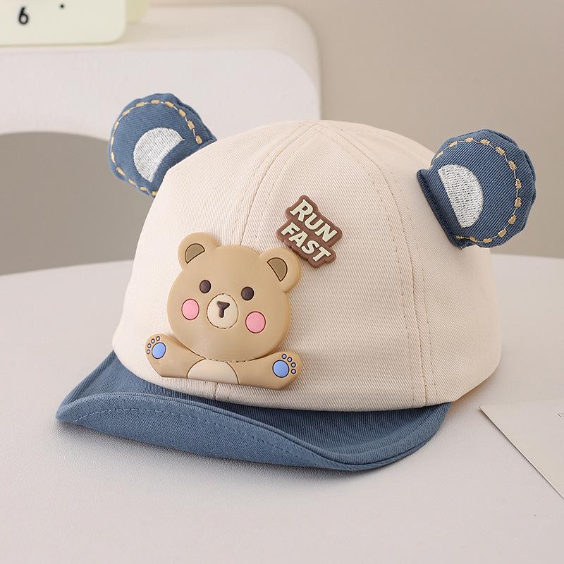 Infant Cartoon Bear Soft Brim Baseball Cap – Spring/Autumn Sun Protection for Boys & Girls