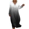 Fashionable Lady's V-neck Mid-length Casual Long-sleeved Dress