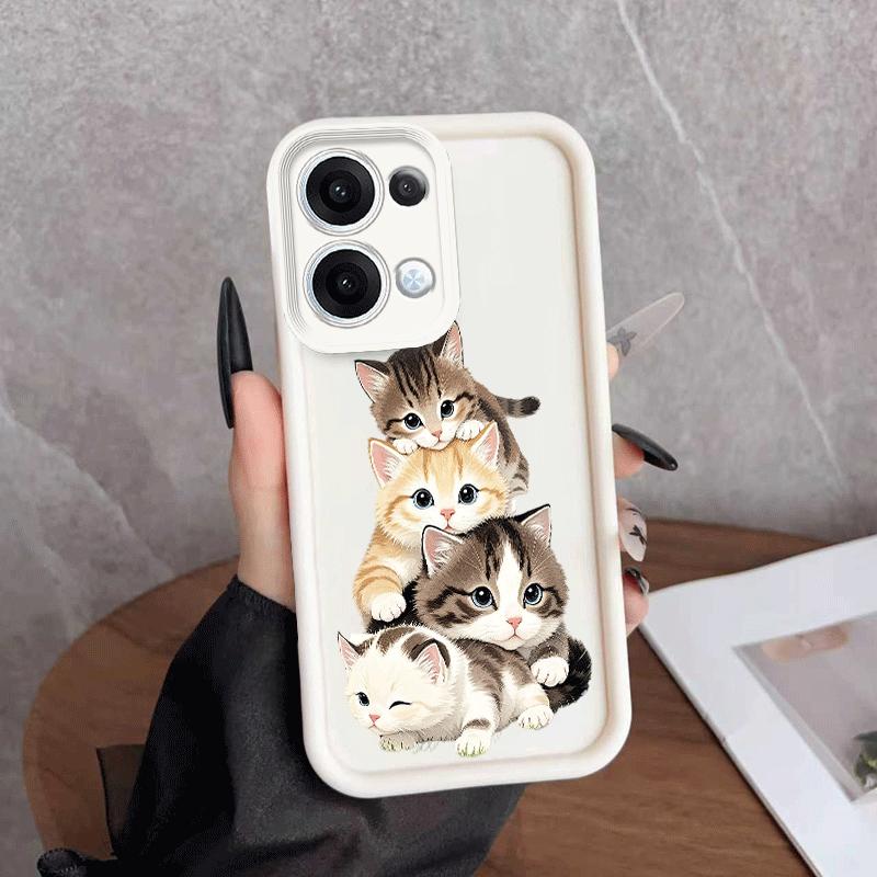 Cute stacked kitten phone case suitable for iPhone 17 16 15 14 13 12 11 Pro/Max/Plus anti drop and shockproof back cover