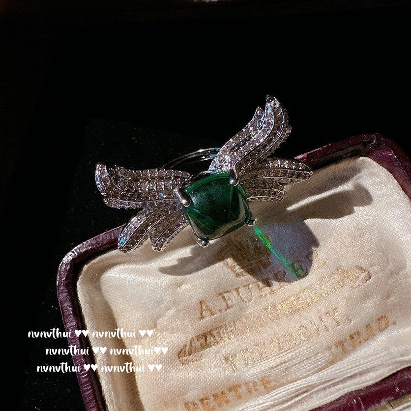 ** Comet, Mojito Emerald Earrings, Sotheby'S, 18K Gold Plated, Malachite Green Flower Zircon Necklace