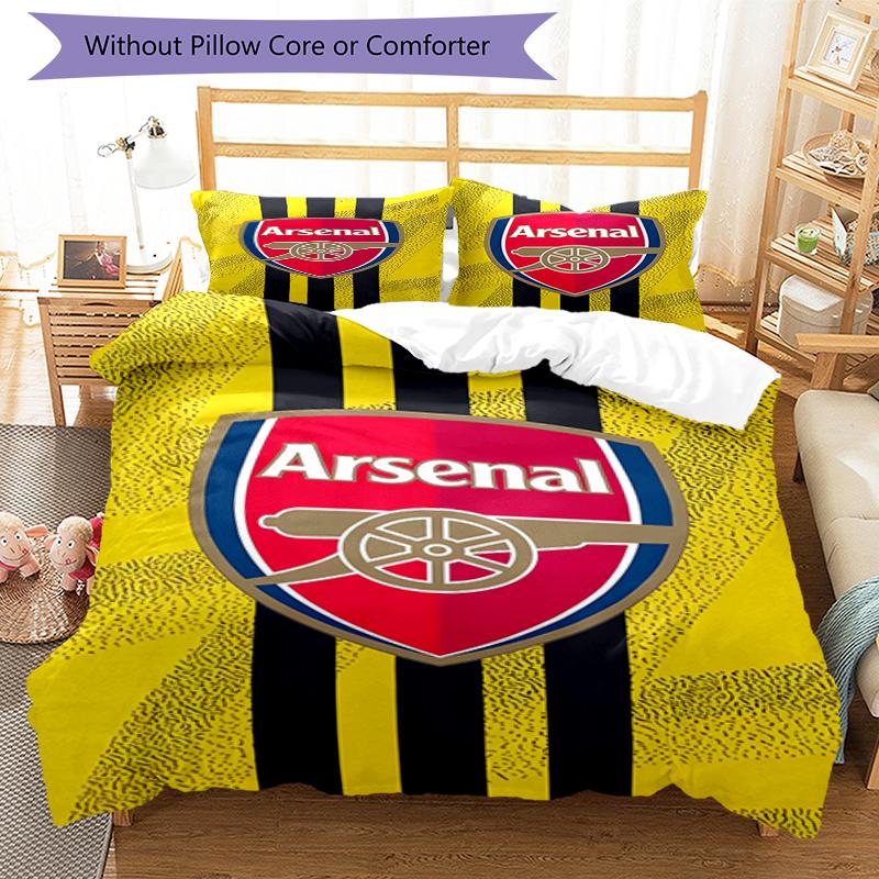 3pcs Arsenal F.C Bedding Set Duvet Cover Closure Includes 1 Duvet Cover & 2 Pillowcases, Soft and Comfortable for All Seasons.