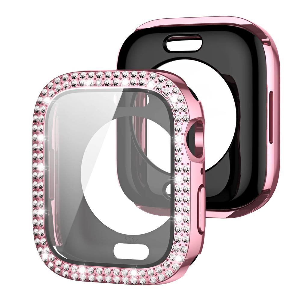 Bling Glass+Cover For Apple Watch Case 44 45mm 41mm 40 42mm 44mm Diamond bumper+Screen Protector for Series 11 10 9 8 7 5 6 SE