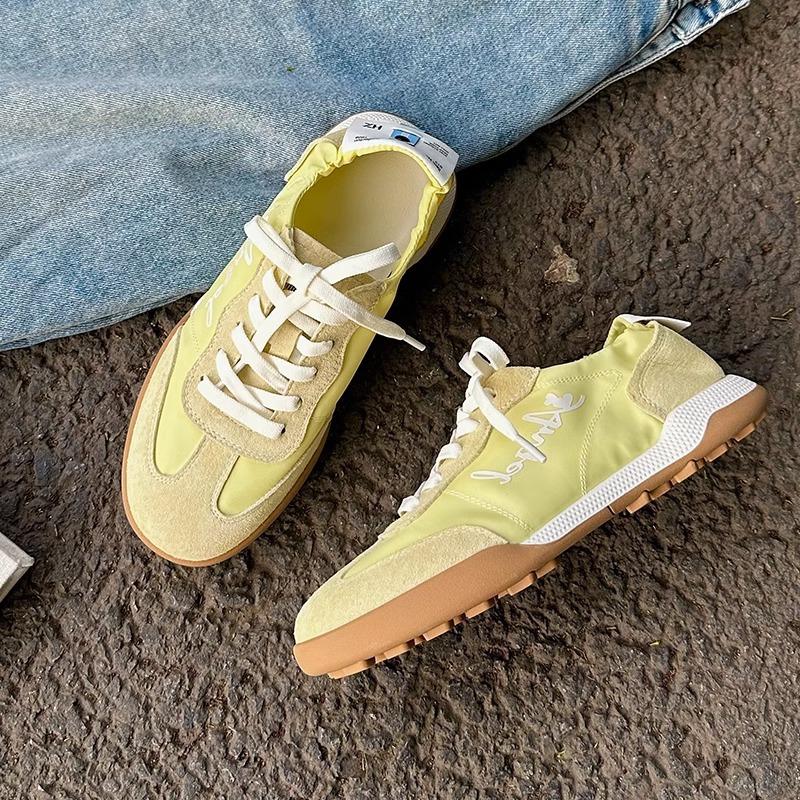 Leather women's new ballet lace-up retro versatile, lightweight and breathable sports little white shoes